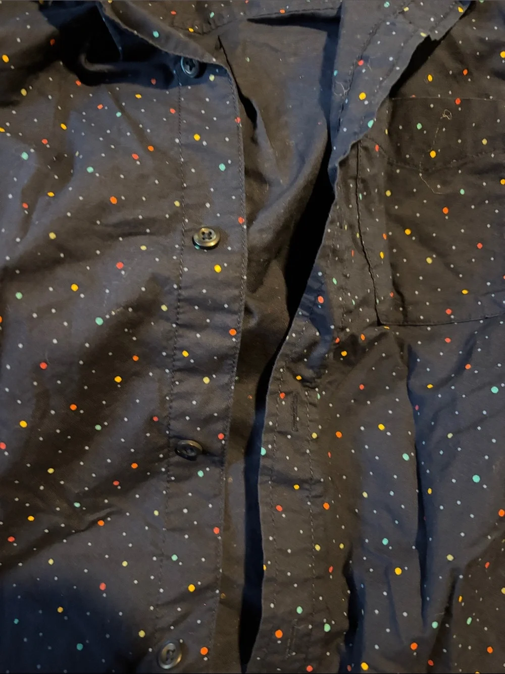 The Children's Place Navy Short-Sleeve Button-Down with Multicolor Dot Print